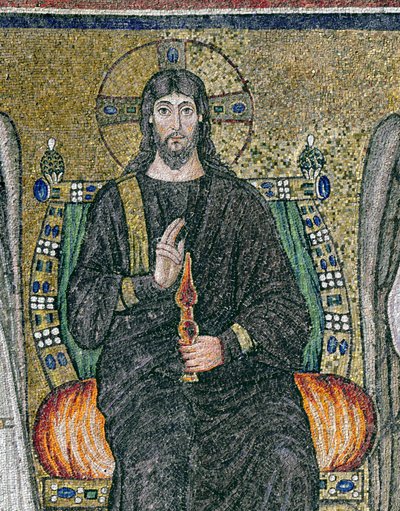 Christ Enthroned with the Angels (detail) by Byzantine School